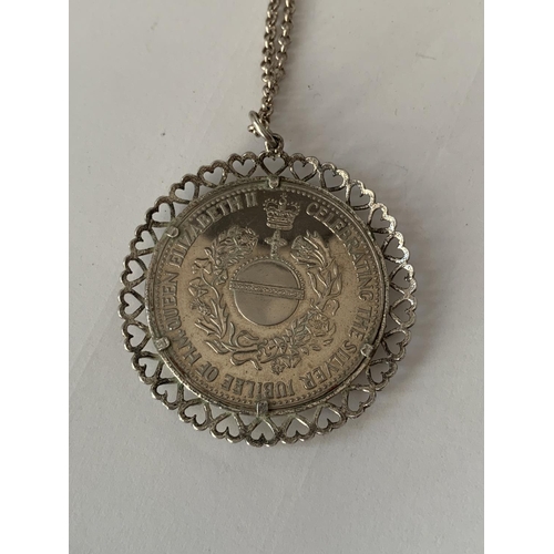 849 - A SILVER JUBILEE COIN NECKLACE