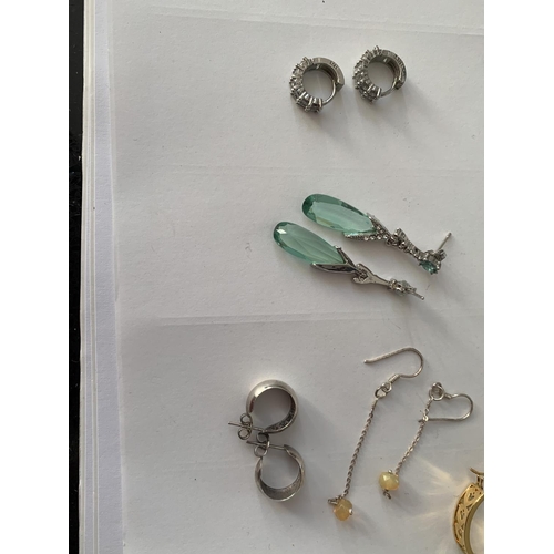 856 - TEN PAIRS OF VARIOUS SILVER EARRINGS