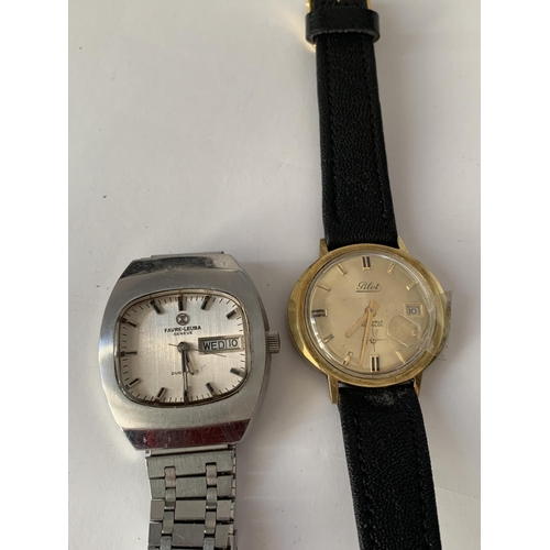 863 - A FAVRE LEUBA AUTOMATIC WRISTWATCH AND A PILOT WRISTWATCH, BOTH FOR RESTORATION