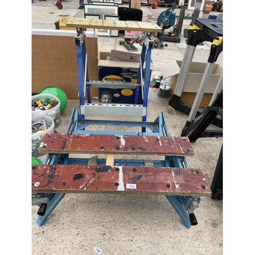 1734 - TWO FOLDING WORK MATE BENCHES