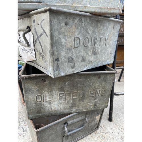 1757 - FOUR VINTAGE GALVANISED STORAGE BOXES