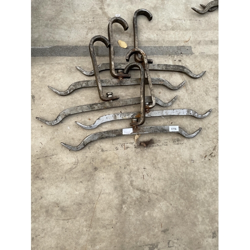 1776 - A SET OF FIVE STAINLESS STEEL BUTCHERS/ABATOIR HOOKS