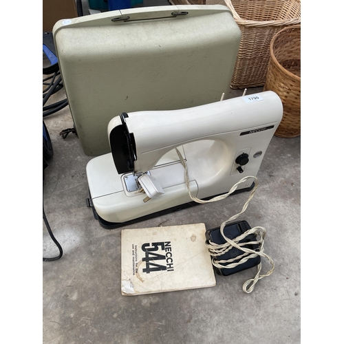 1790 - A NECCHI 544 ELECTRIC SEWING MACHINE WITH FOOT PEDAL AND CARRY CASE