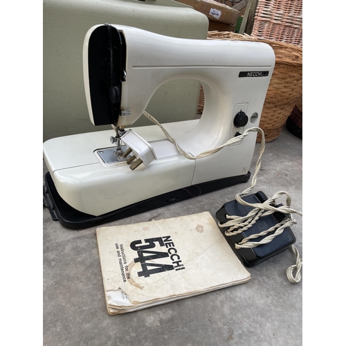 1790 - A NECCHI 544 ELECTRIC SEWING MACHINE WITH FOOT PEDAL AND CARRY CASE