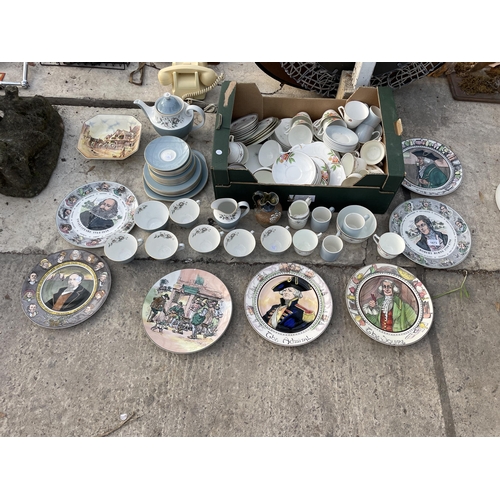 1873 - A LARGE ASSORTMENT OF CERAMIC ITEMS TO INCLUDE PLATES AND CUPS AND SAUCERS ETC