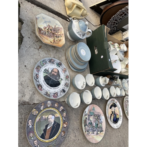 1873 - A LARGE ASSORTMENT OF CERAMIC ITEMS TO INCLUDE PLATES AND CUPS AND SAUCERS ETC