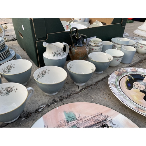 1873 - A LARGE ASSORTMENT OF CERAMIC ITEMS TO INCLUDE PLATES AND CUPS AND SAUCERS ETC