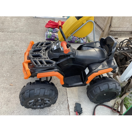 1885 - A KID TRAX BATTERY OPERATED CHILDS RIDE ALONG QUAD BIKE