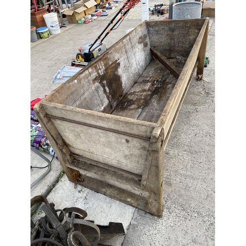 2019 - A LARGE VINTAGE WOODEN TROUGH PLANTER (L:183CM W:70CM)