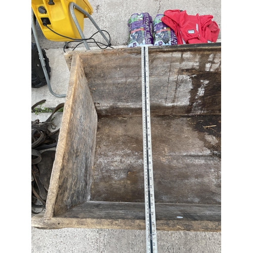 2019 - A LARGE VINTAGE WOODEN TROUGH PLANTER (L:183CM W:70CM)