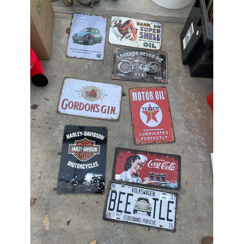 2091 - AN ASSORTMENT OF TIN SIGNS