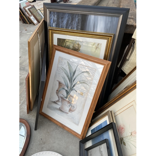 2101 - A LARGE ASSORTMENT OF FRAMED PICTURES, PRINTS AND MIRRORS