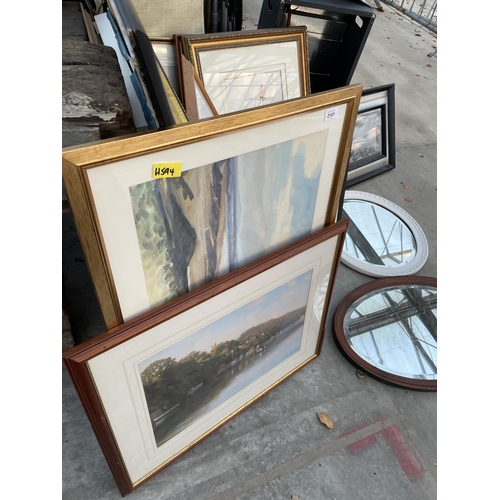 2101 - A LARGE ASSORTMENT OF FRAMED PICTURES, PRINTS AND MIRRORS