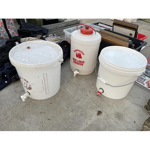 2120 - THREE VARIOUS PLASTIC BREWING TUBS