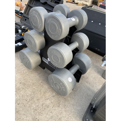 1863 - A SET OF SIX PRO FITNESS DUMB BELLS