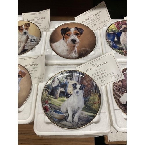 1466 - A COLLECTION OF DANBURY MINT, JACK RUSSELL THEMED CABINET PLATES WITH CERTIFICATES - 14 IN TOTAL