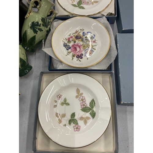 208 - A MIXED LOT OF ITEMS TO INCLUDE CONTINENTAL STYLE FIGURES, POOLE OWL, ROYAL DOULTON CABINET PLATES E... 