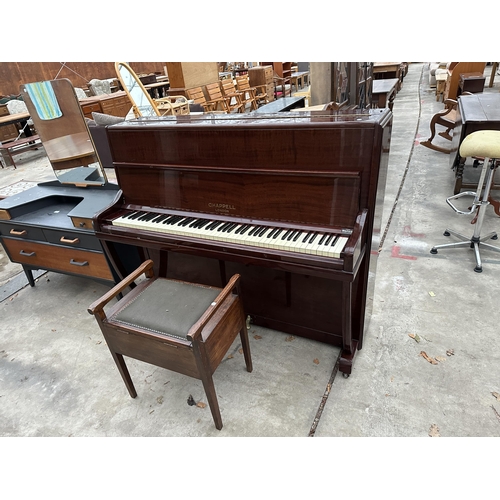 2954A - A CHAPPELL OF LONDON OVERSTRUNG UPRIGHT PIANO AND A PIANO STOOL