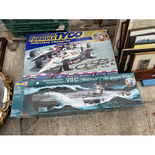 2267 - A FORMULA TYCO RACE TRACK SET AND A REVELL MODEL SUBMARINE