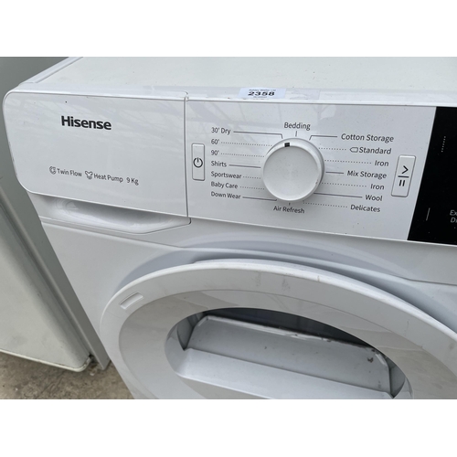 2358 - A WHITE HISENSE 9KG CONDENSOR DRYER