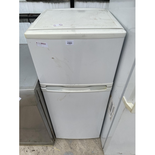 2363 - A SMALL WHITE UPRIGHT FRIDGE FREEZER