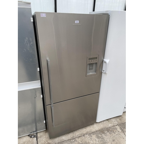 2368 - A SILVER FISHER & PAYKEL UPRIGHT FRIDGE FREEZER WITH WATER DISPENSER