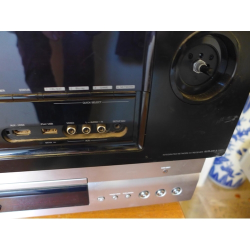 299 - A DENON AVR - 2313 RECEIVER, POWER CABLE AND REMOTE CONTROL, YAMAHA AUDIO/VIDEO SA - CD PLAYER, DVD-... 