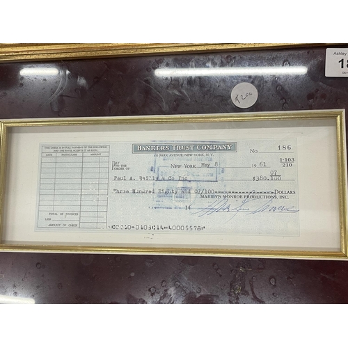 187 - A BANKER TRUST COMPANY FRAMED CHEQUE