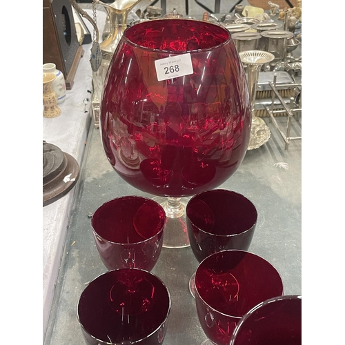 268 - A LARGE COLLECTION OF CRANBERRY GLASSWARE