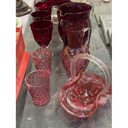 268 - A LARGE COLLECTION OF CRANBERRY GLASSWARE