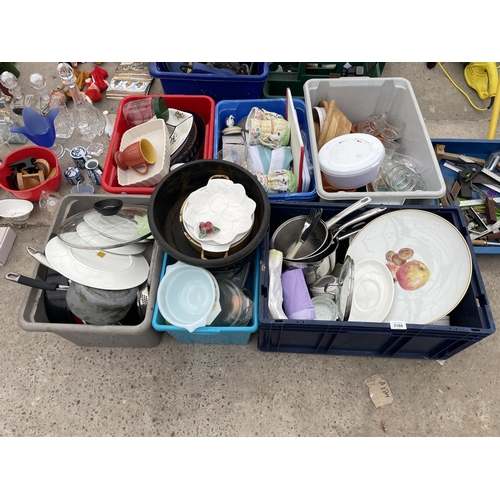 2168 - A LARGE ASSORTMENT OF HOUSEHOLD CLEARANCE ITEMS TO INCLUDE CERAMICS AND PANS ETC