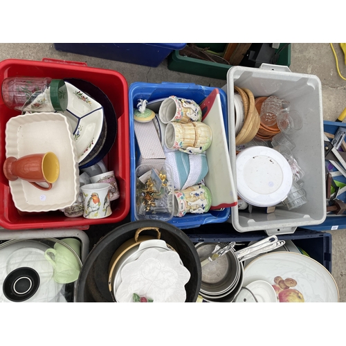 2168 - A LARGE ASSORTMENT OF HOUSEHOLD CLEARANCE ITEMS TO INCLUDE CERAMICS AND PANS ETC