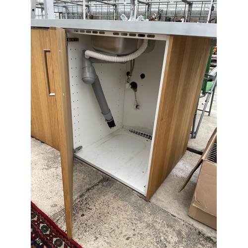 2248 - A WOODEN KITCHEN SINK UNIT WITH LOWER CUPBOARDS