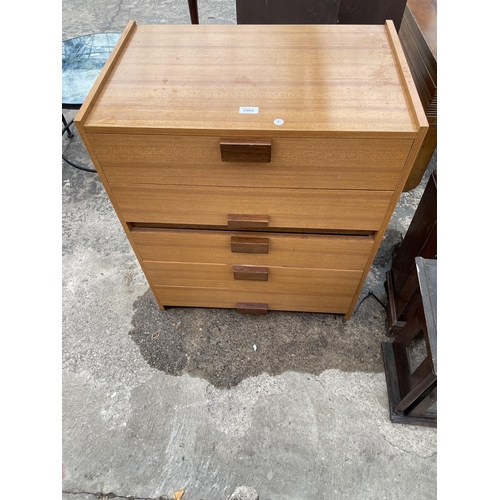 2902 - A RETRO TEAK CHEST OF FIVE DRAWERS, 27