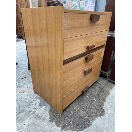 2902 - A RETRO TEAK CHEST OF FIVE DRAWERS, 27