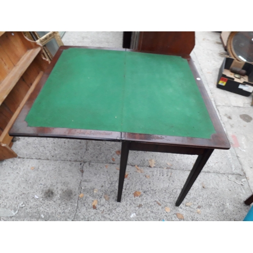 2917 - A 19TH CENTURY MAHOGANY FOLD-OVER GAMES TABLE, 36