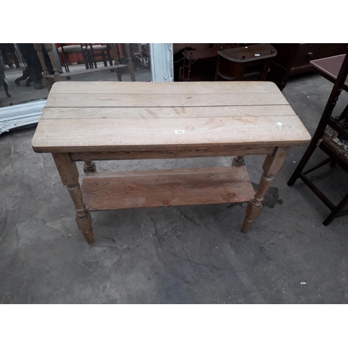 2930 - A VICTORIAN PINE TWO TIER SIDE TABLE, 42