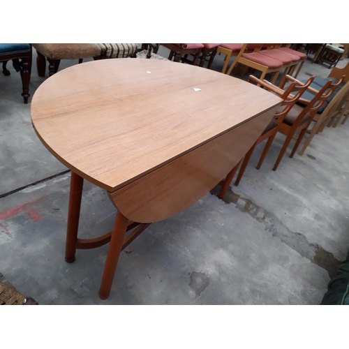 2943 - A RETRO TEAK GATELEG DINING TABLE, 54.5 X 44