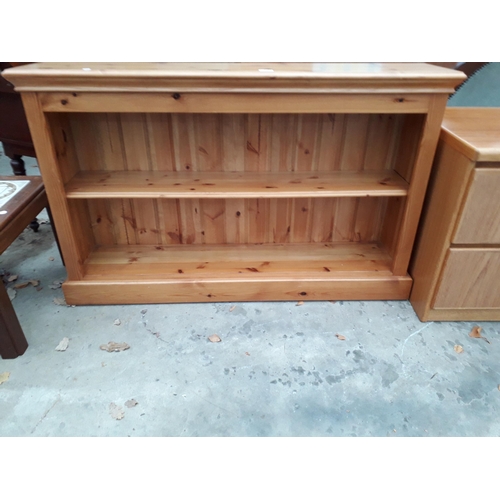 2967 - A PINE OPEN TWO TIER BOOKCASE, 49