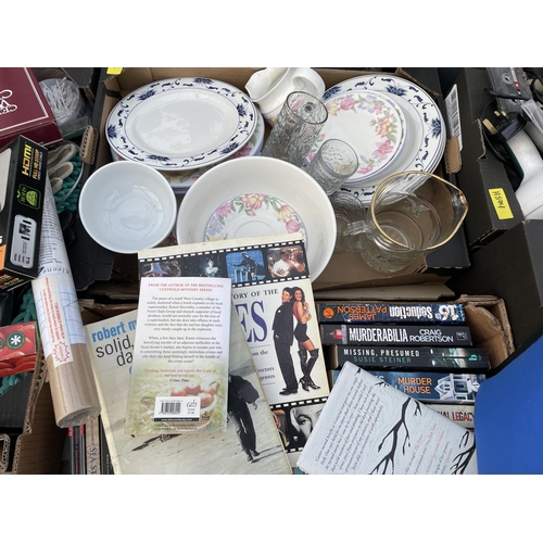 2327 - AN ASSORTMENT OF HOUSEHOLD CLEARANCE ITEMS TO INCLUDE BOOKS AND CERAMICS ETC