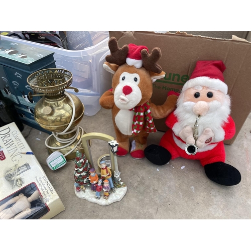 2092 - AN ASSORTMENT OF ITEMS TO INCLUDE WATCHES, CLOCKS AND CHRISTMAS DECORATIONS ETC