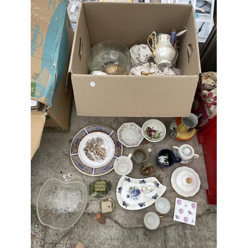 2146 - AN ASSORTMENT OF CERAMICS AND GLASS WARE TO INCLUDE PLATES AND BOWLS ETC