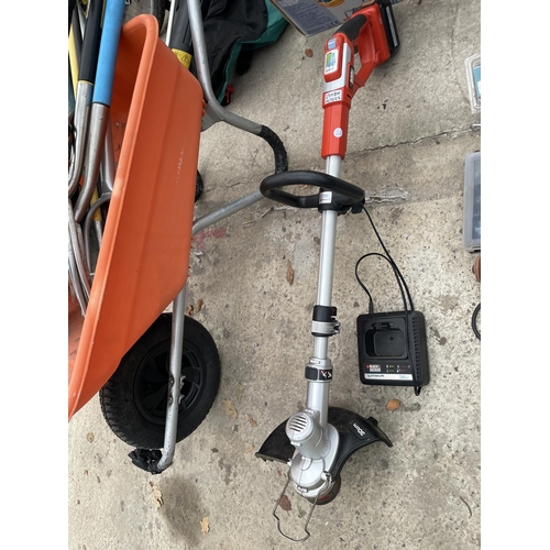 2308H - A BATTERY POWERED GARDEN STRIMMER WITH BATTERY AND CHARGER