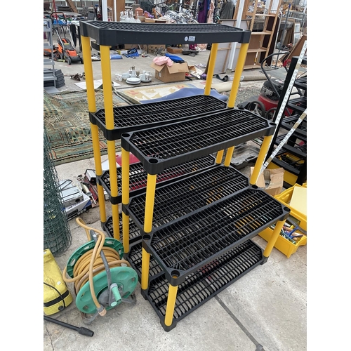 2308Q - A GRADUATED SET OF PLASTIC RACKING TO INCLUDE A FOUR TIER, THREE TIER AND A TWO TIER UNIT