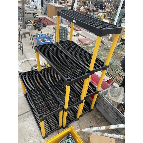 2308Q - A GRADUATED SET OF PLASTIC RACKING TO INCLUDE A FOUR TIER, THREE TIER AND A TWO TIER UNIT