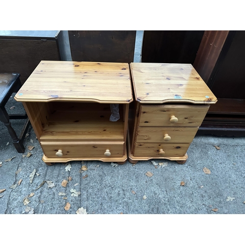 2980 - A PINE BEDSIDE CHEST OF DRAWERS AND A PINE BEDSIDE CABINET