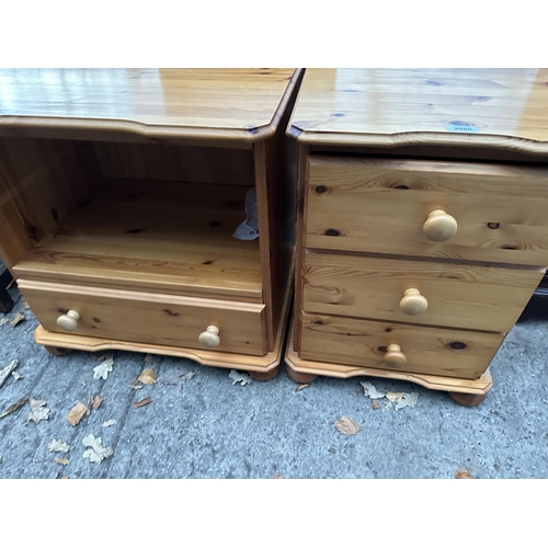 2980 - A PINE BEDSIDE CHEST OF DRAWERS AND A PINE BEDSIDE CABINET