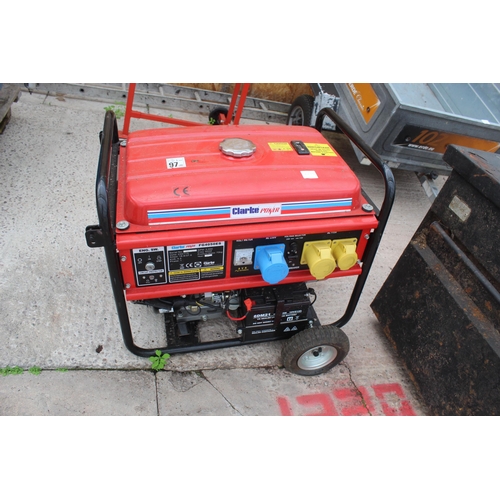 121 - CLARKE POWER GENERATOR 11 HRS (KEYS IN OFFICE)  NO VAT