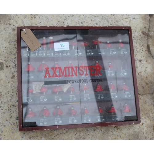 15 - A BOX OF AXMINSTER ROUTER CUTTERS - NO VAT