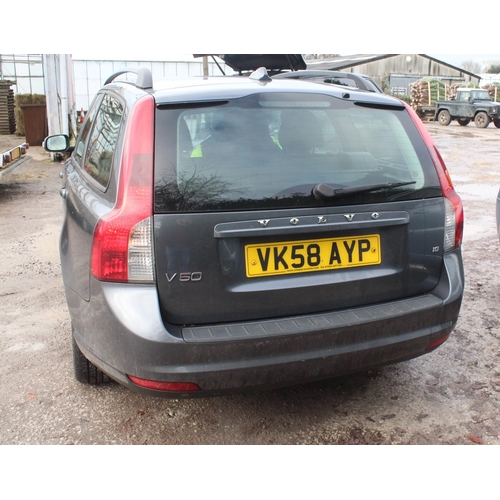 184 - A VOLVO V50, 129 000 MILES, MOT TILL JUNE 2024, GOOD RUNNER, REGISTRATION VK58 AYP, NEW TYRES FITTED... 